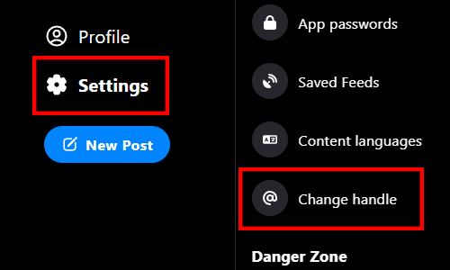 open settings and go to change handle